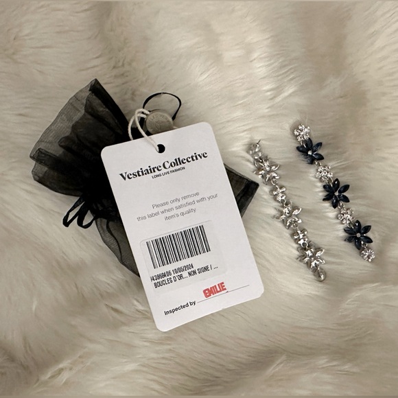 NON SIGNE/UNSIGNED MOTIFS FLORAUX EARRINGS - Picture 2 of 3